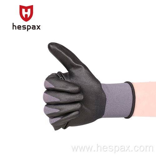 Hespax EN388 Nylon Mechanic Oil Resistant Nitrile Gloves